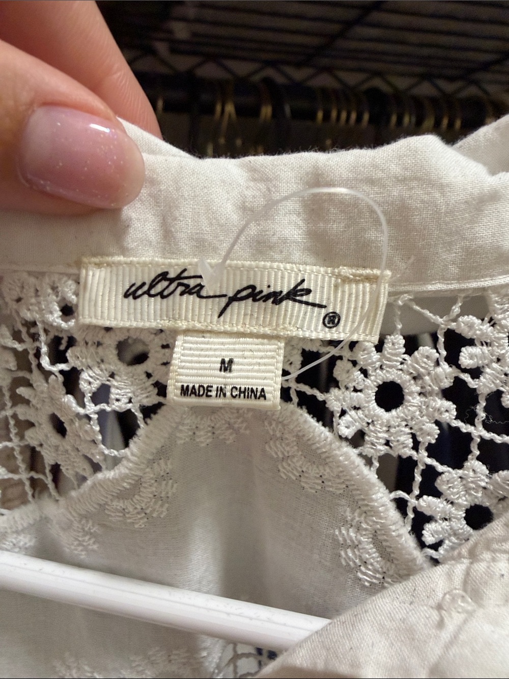 Ultra Pink White Crochet Lace Top - Picture 2 of 2